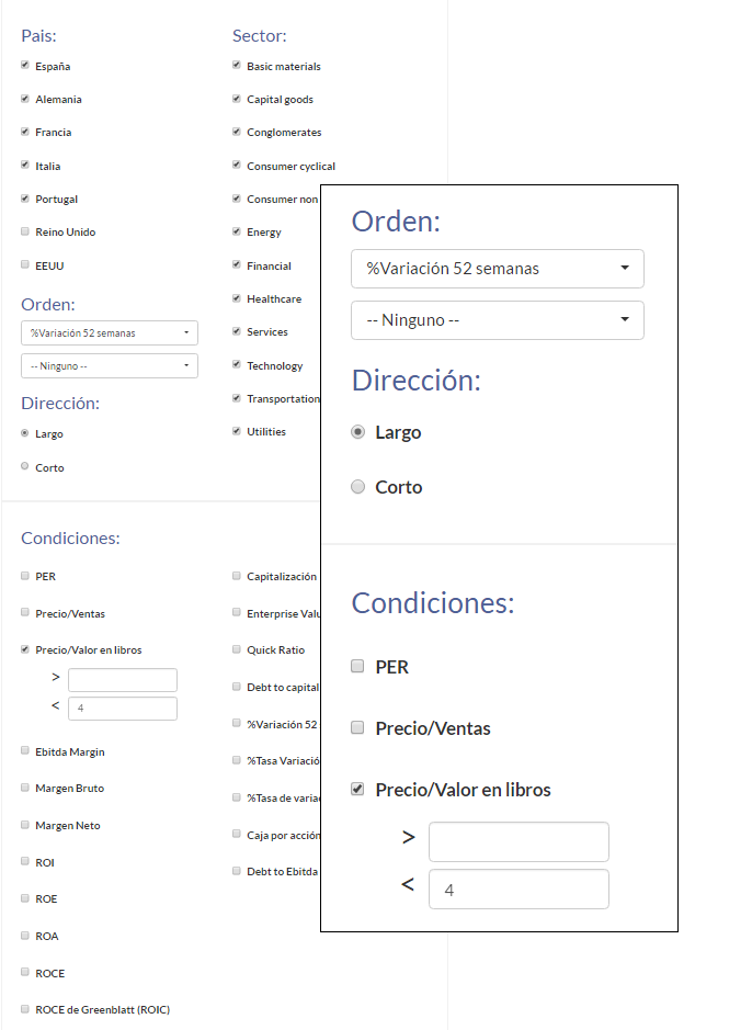 KAU+ radar fundamentales - % Var 52 Semanas y P/BV bajo